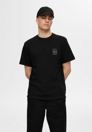 SLHREG-RIPLEY EMB TEE  - T-shirts print - black