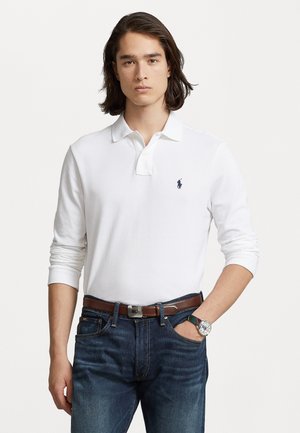 SLIM FIT MESH LONG SLEEVE POLO SHIRT - T-shirt à manches longues - white