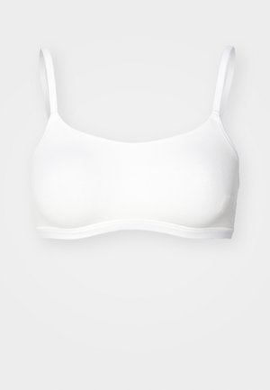 Weißer Baumwoll-BH mit verstellbaren Trägern, nahtlosem Design, weicher Textur und glatter Oberfläche, geeignet für den täglichen Gebrauch.