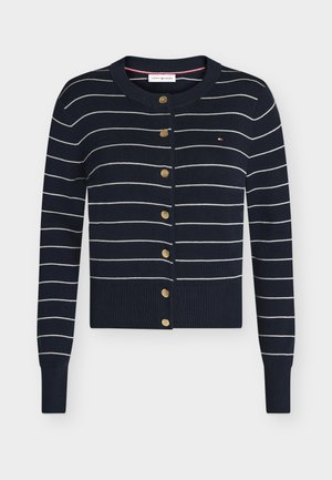Tommy Hilfiger, KNIT CARDIGAN - JERSEY STITCH - Strickjacke - fine dark night navy/ ivory