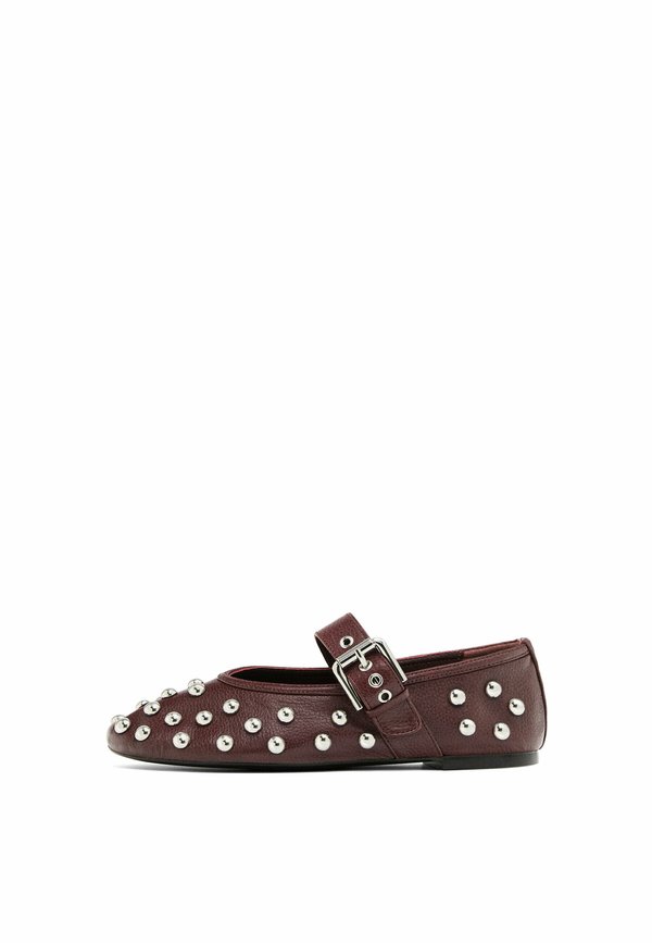 FLATS WITH STUDDED BUCKLES  - Ankle strap ballet pumps - mauve