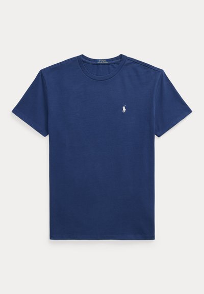 Τζιν μπλε κοντομάνικο T-shirt με στρογγυλή λαιμόκοψη και μικρό λευκό λογότυπο Polo Ralph Lauren στο αριστερό στήθος.