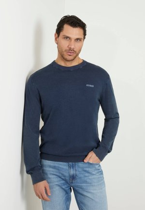 Guess MIT SEITLICHER LOGOSTICKEREI - Pullover - blau