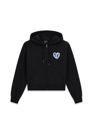 Guess Jeans, BEDRUCKTER KAPUZENPULLOVER MIT DURCHGEHENDEM REISSVERSCHLUSS - Zip-up sweatshirt - schwarz