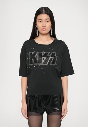 CROPPED BREEZY FIT - Print T-shirt - black