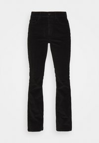 Svarta manchesterbyxor med slim fit, med en standard midja, framfickor och en subtil ribbad textur.