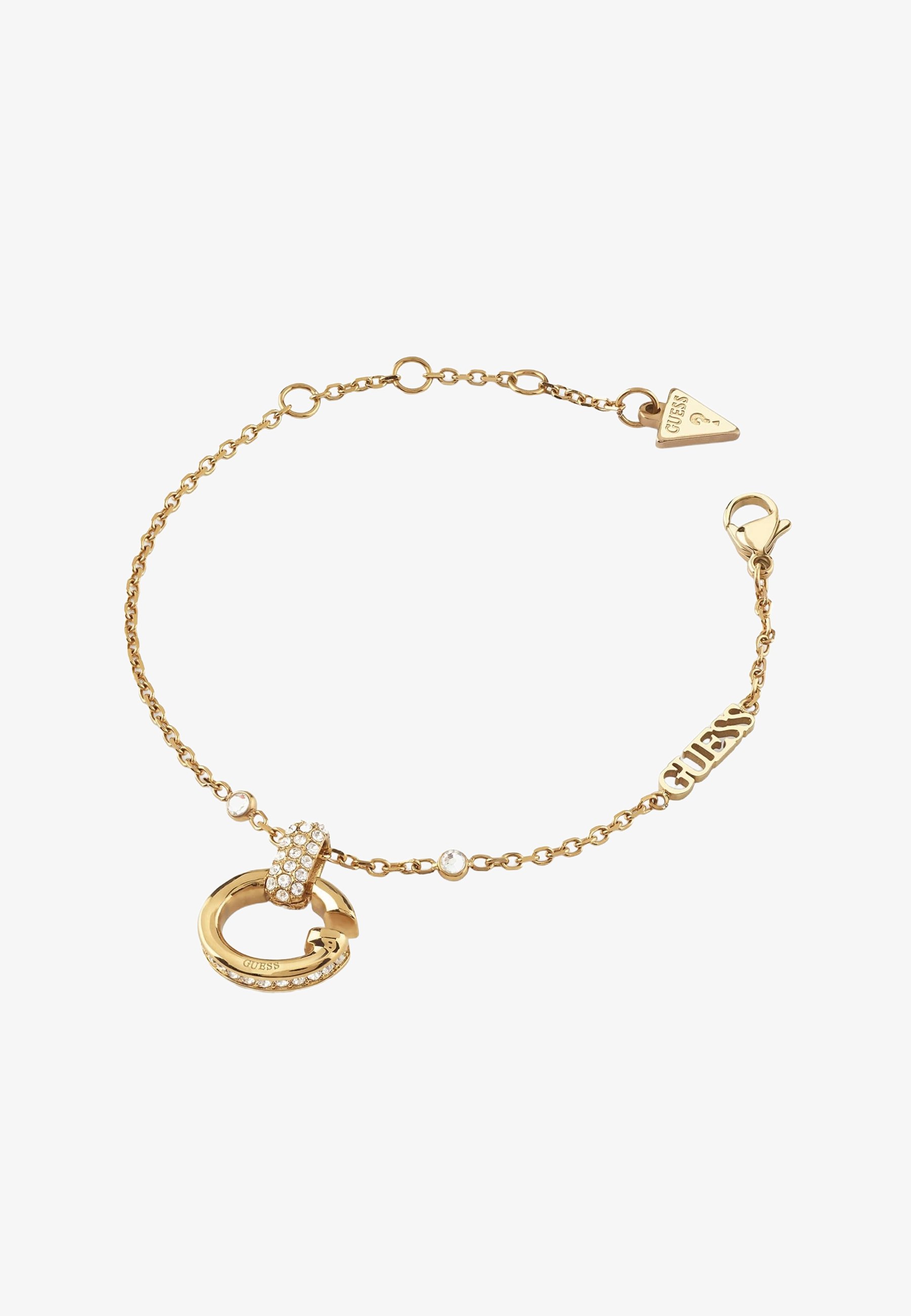 GUESS Bracciale rigido da donna a doppia tensione, con cuore e freccia, Misura unica, Vetro, vetro GUESS Bracciale rigido da donna a doppia tensione, con cuore e freccia, Misura unica, Vetro, vetro