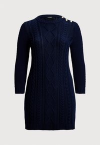 BUTTON TRIM ARAN KNIT SWEATER DRESS - Haljina s naramenicama - lauren navy