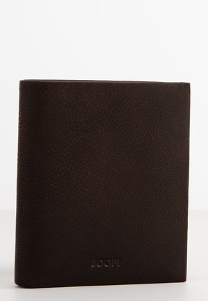 Brown leather wallet with a textured finish, featuring the embossed logo "JOOP!" on the front. Rectangular shape with clean edges.