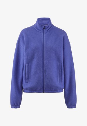 Lila Fleece-Jacke mit hohem Kragen, Frontreißverschluss und zwei Seiten Taschen. Weicher Stoff und lässige Passform, mit glattem Finish.
