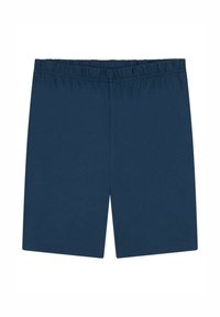 Shorts blu Navy con una fascia elastica in vita, realizzati in tessuto morbido, con un design semplice e taglio dritto. Senza tasche o decorazioni.
