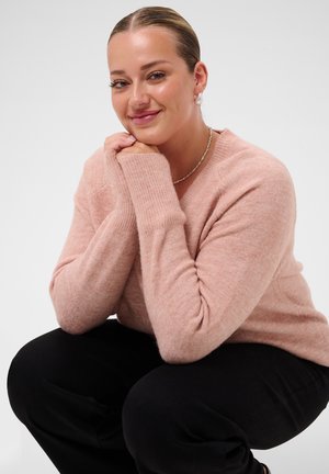 Kaffe Curve, KCNIELA V-NECK - Strickpullover - pale mauve melange