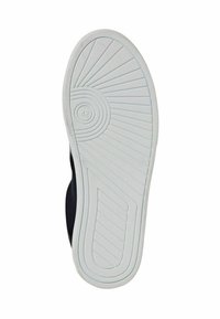 Black sneaker sole with a rubber material, featuring a spiral design and textured grooves for grip. Size marked as 42.