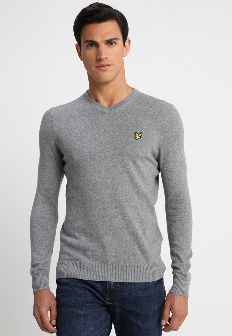 Lyle & Scott V NECK - Jersey de punto - mid grey marl