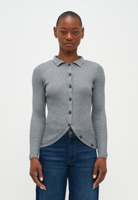 Vero Moda Petite VMWILLOW POLO CARDIGAN - Kardiganas - medium grey melange