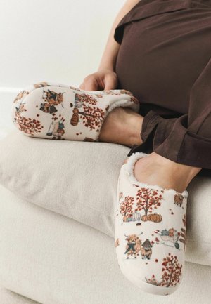 Next, REGULAR FIT - PLUSH MULE PRINTED SLIPPERS - Hausschuh - cream orange