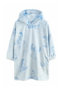 Sweat à capuche ample bleu clair en polaire douce, avec un motif complet de personnage de dessin animé dans différentes nuances de bleu.