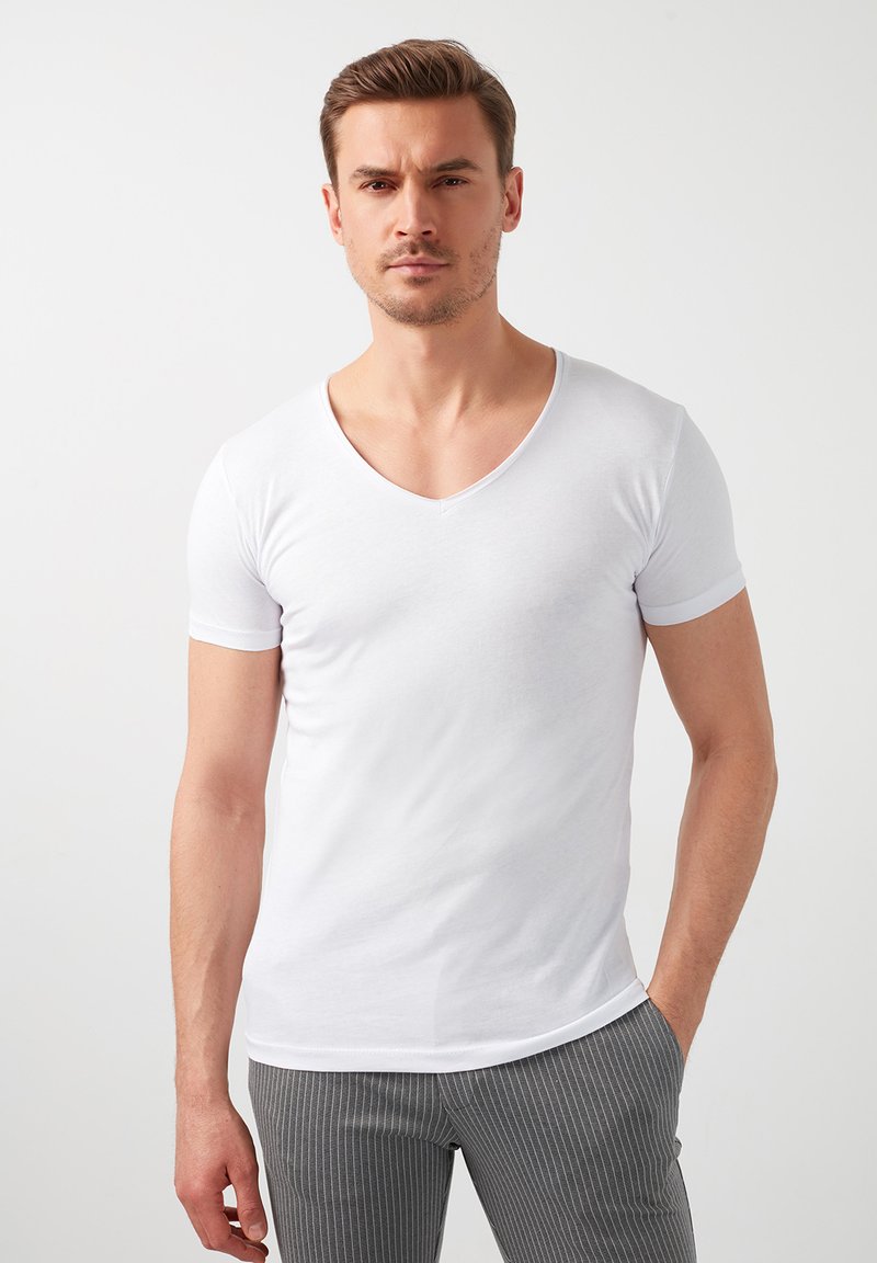 Buratti V-NECK  - Jednoduché tričko - white