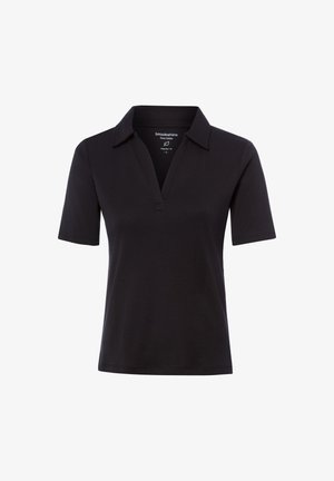 Czarna koszulka polo z krótkim rękawem, z otwartym kołnierzykiem, o klasycznym kroju, wykonana z czystej bawełny.