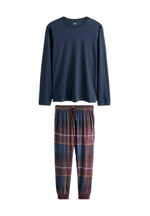 Jūrinės mėlynos spalvos ilgomis rankovėmis viršus, derinamas su daugiakampėmis kelnėmis, turinčiomis raištelį su elastingu liemeniu ir elastiniais rankogaliais. Pagamintas iš medvilnės audinio.