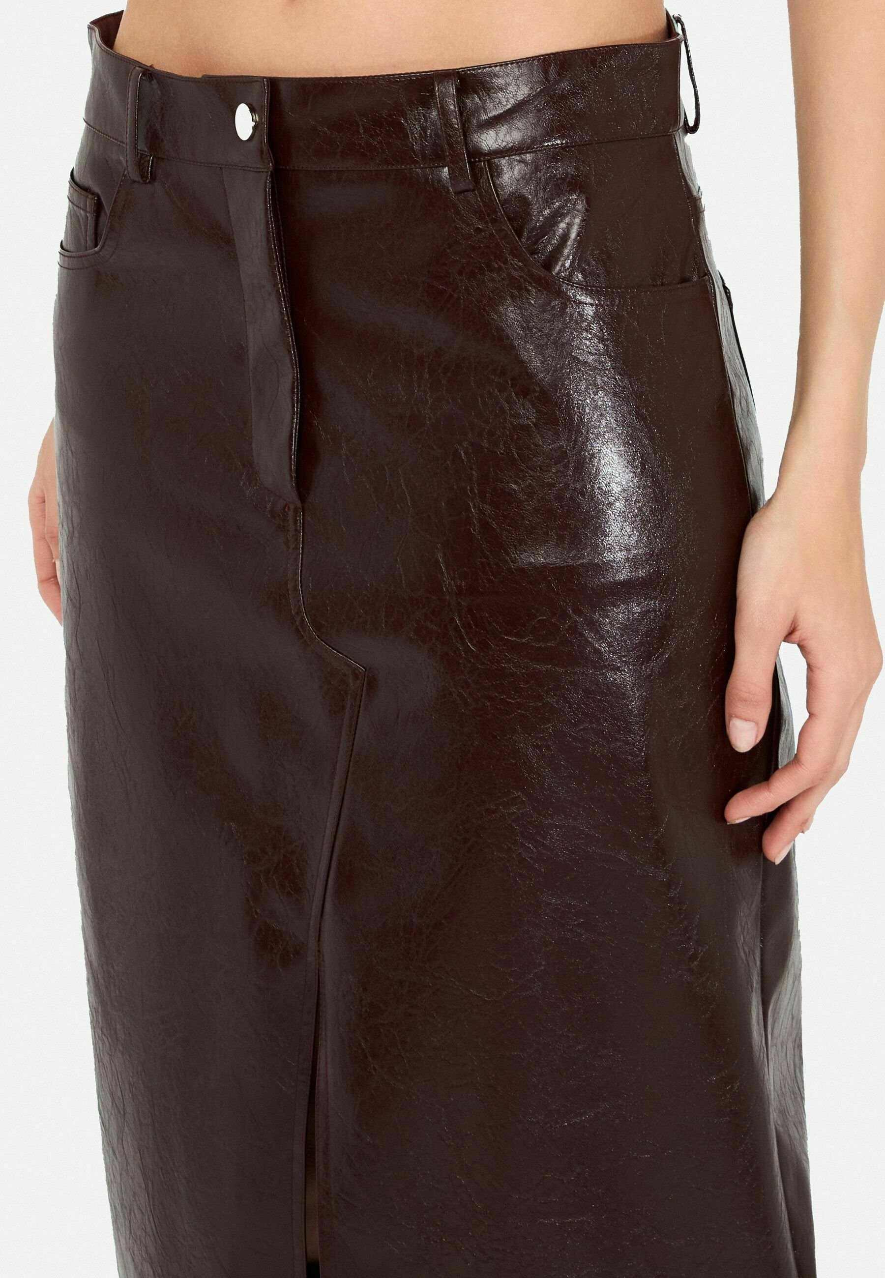 LIU JO GLOSSY FIVE POCKET - Leather skirt - x0722/mottled