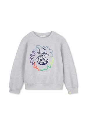 Sweat-shirt enfant gris clair avec un visage de dessin animé souriant et coloré portant une casquette et le texte "Limited Edition" sur le devant.