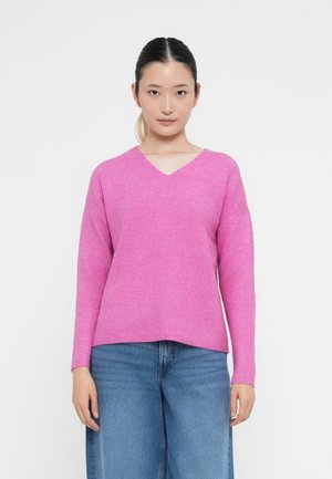 ONLCAMILLA V NECK - Stickad tröja - super pink melange