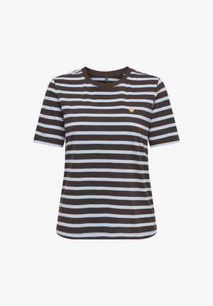 ONLY, ONLHAPPY S/S EMB BOX TOP JRS - T-shirt imprimé - coffee bean