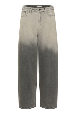 Vidde denimbukser med en gradient fra lys grå til mørk grå. Har klassisk fem-lomme stil og knappelukking.