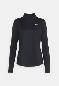 Czarny, długi rękaw z golfem wykonany z gładkiej tkaniny, z małym białym logo Nike na lewej piersi. Prosty, dopasowany fason.