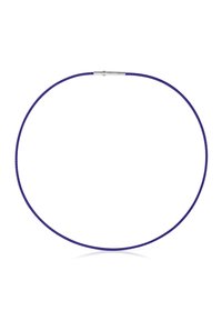 Collana choker viola realizzata in materiale flessibile con una superficie liscia, dotata di una chiusura in metallo. Design circolare semplice.