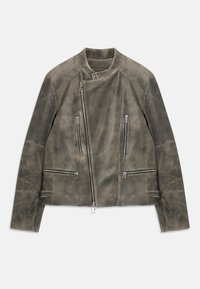 PEBBLED MOTO - Ādas jaka - black