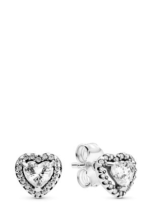 SPARKLING ELEVATED HEART STUD  - Ohrringe - silver coloured