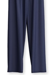 Marineblaue, locker sitzende Hosen aus weichem Baumwollstoff. Mit einem weit geschnittenen Design, glatter Textur und ohne sichtbare Verzierungen.