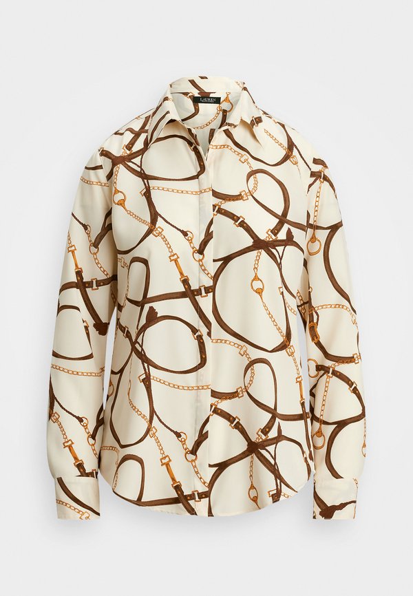 CLASSIC FIT BELTING PRINT CREPE SHIRT - Button-down blouse - cream2