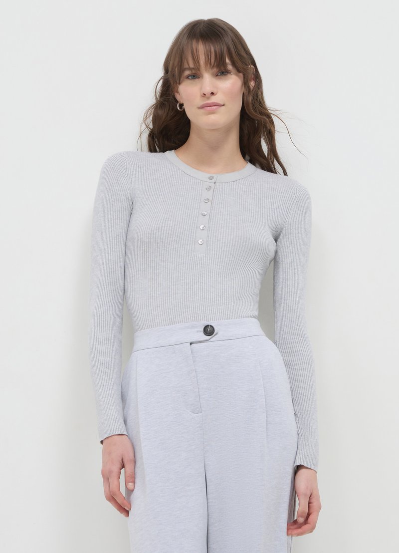 Calliope COLLO SERAFINO - Langarmshirt - grigio medio melange