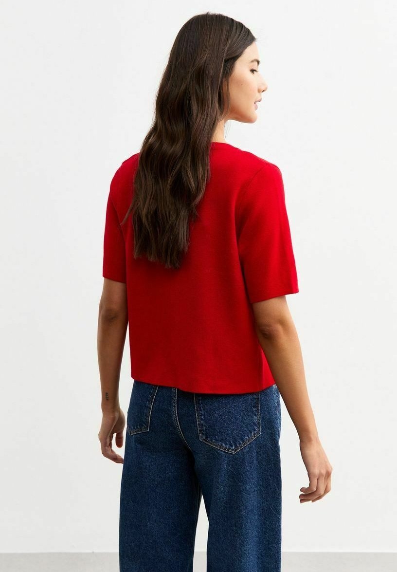 New Look COMPACT KNIT SHORT SLEEVE - Cardigan - red - Zalando