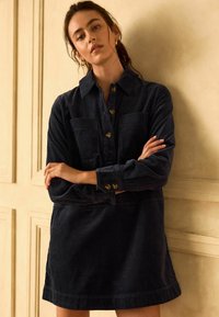 Mini Machine Robe Next LONG SLEEVE CORD OVERHEAD MINI DRESS - Robe chemise - navy blue ...