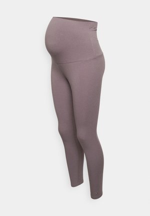 Leggings za trudnice od rebrastog, rastezljivog materijala, s visokim pojasom za potporu stomaku. Boja: umirujuća mauve. Pristajanje, dužine do gležnjeva.