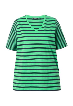 Ulla Popken, RINGELMIX V-AUSSCHNITT HALBARM - Tričko s potlačou - mint green