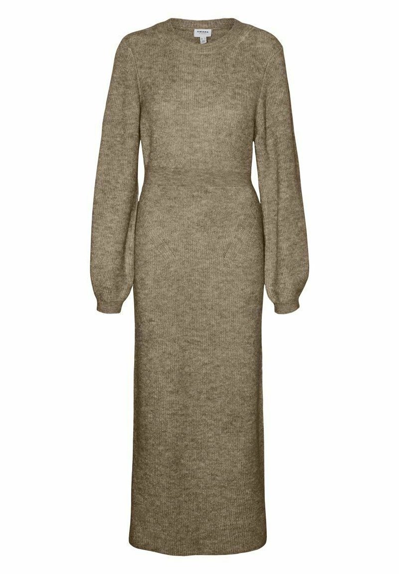 Vero Moda VMANGALINA LS O-NECK 7/8 VMA - Haljina s naramenicama - silver mink