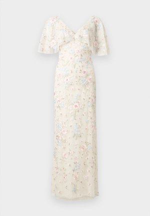 PEONY BOUQUET V NECK CAPE GOWN - Gallakjole - cream