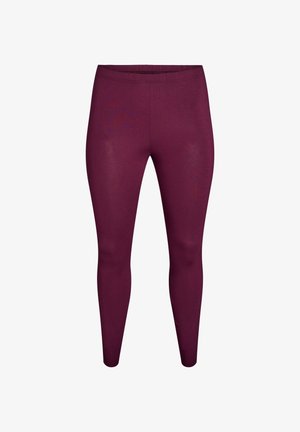 Borduurrode leggings van rekbaar materiaal, met een hoge tailleband en een gladde textuur zonder zichtbare patronen of hardware-accenten.