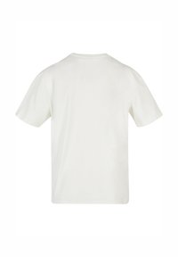 Hvid bomulds T-shirt med rund halsudskæring og korte ærmer. Glat tekstur. Enkelt design uden mønstre eller yderligere detaljer.