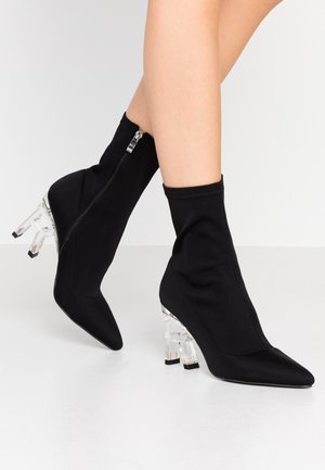 High heeled ankle boots - black