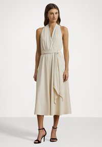 Lauren Ralph Lauren GEORGETTE HALTER COCKTAIL DRESS - Koktélruha / Partiruha - mascarpone cream