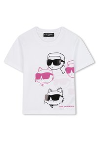 KARL LAGERFELD KIDS SHORT SLEEVES  - Print T-shirt - white/pink