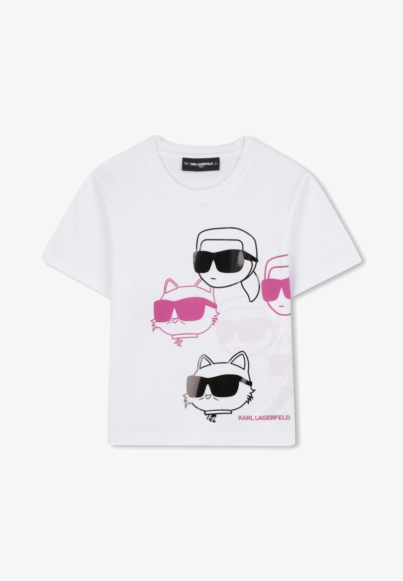 KARL LAGERFELD KIDS SHORT SLEEVES - Camiseta estampada - white/pink