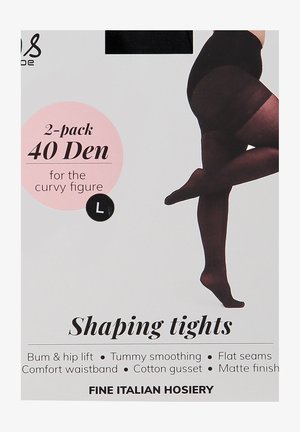 Zwarte shaping tights in een 2-pack, 40 Den. Kenmerken zijn een comfortabele tailleband, een katoenen kruisje en platte naden met een matte afwerking.