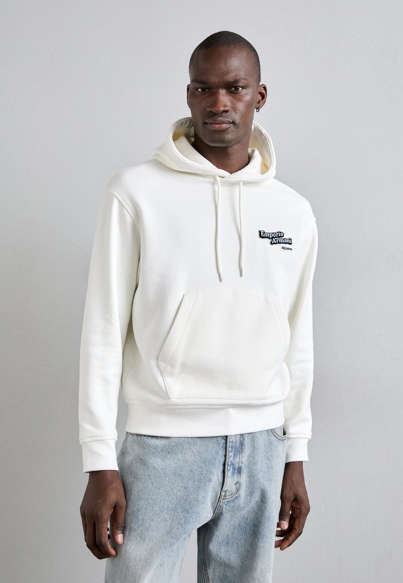 Emporio Armani FELPA - Felpa con cappuccio - off white